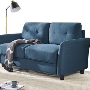 ZINUS Ricardo Loveseat Sofa | Contemporary | Easy, Tool-Free Assembly | Tufted Cushions | Flared Arms | Sofa-in-a-Box | Lyon Blue, 2-Seater