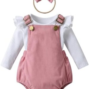 Zoputey Newborn Baby Girl Clothing Set Long Sleeve Tops Suspender Romper for Your Little Baby Girl