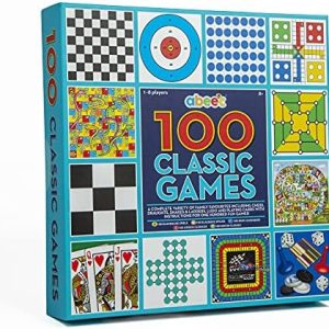 abeec 100 Classic Games Compendium - A Collection of Classic Family Board Games - Includes Chess, Draughts, Ludo and a full pack of Playing Cards