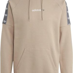 adidas Originals Hoody Mens Taped Hooded Sweatshirt Trefoil Logo Hoodie Khaki HZ9814 New (UK, Alpha, M, Regular, Regular)