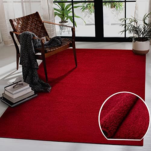 homeart Area Rug - Super Soft Shaggy Rugs For The Living Rooms, Bedrooms And Kitchen - Modern, Easy To Clean Carpet - 120x170 cm, Bordeaux Dark Red