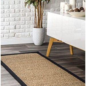 nuLOOM Elijah Farmhouse Seagrass Runner Rug, 2' 6" x 6', Black