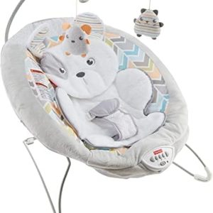 ​Fisher-Price Sweet Snugapuppy Deluxe Bouncer, Portable Bouncing Baby Seat with Overhead Mobile, Music, and Calming Vibrations