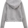 Amazhiyu Women Zip Up Hoodie, Hoodie with Pocket Casual Crop Hooded Long Sleeve Sweatshirts Outwear Jacket Women Girl Ladies Grey - Image 5