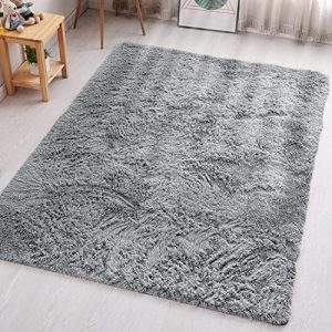 Aspire Homeware Rugs Living Room - Grey Area Rugs for Bedroom Anti Slip - Super Soft Fluffy Large Shaggy Rug Thick Pile Non Shedding, 80cm x 150 cm