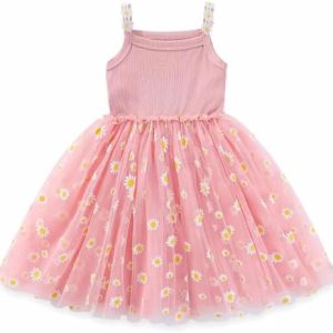 Hikewin Baby Girls Sundress Little Daisy Pattern Todder Infant Kids Floral Dress Sling Mesh Tutu Skirt 6Months-4Years