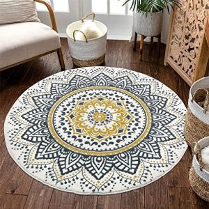 Pauwer Large Round Area Rugs for Living Room 160 cm Soft Plush Fluffy Bobo Carpet Rug Non Slip Machine Washine Bedside Floor Rug for Bedroom