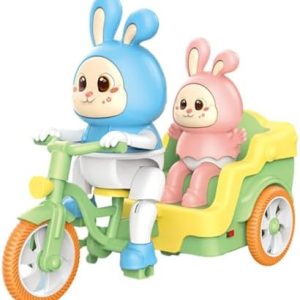 1/2 Pcs Children's Trike - Kids Tri Bicycle Toy, Bunny Toddler Tricycle | Rabbit Shaped Electric Trike Motorized Bunny Tricycle, Electric Educational Interactive Bunny Tricycle Toys for Boys and Girls