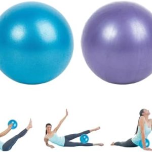 2PCS Soft Pilates Ball, Sports Yoga Ball, Small Exercise Ball 25cm/9.8 inch, Balance Balls for Yoga, Pilates, Abdominal Workouts, Shoulder Therapy, Core Strengthening (Purple, Blue)