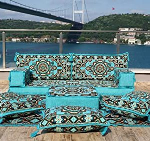 Arabic Floor Sofa, Traditional Floor Couch Set, Sectional Sofas, Arabic Floor Sofa Set, Yoga Meditation Mat, Futon Sofa Bed (Sofa + Rug, 4'' Thickness (10 cm))