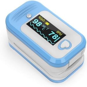 Blood Oxygen Saturation Monitor, MED LINKET AM801 Oxygen Level Meter Finger Pulse Oximeter 5-in-1 O2 Sat Monitor Checks SpO2, Body Temperature, Pulse Rate, Perfusion Index, PPG, with Auditory Alarm