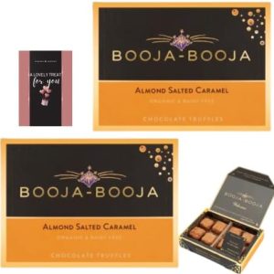 Dark Chocolate Gift Box Gluten Free Booja Booja Vegan Chocolate Almond Salted Caramel Truffles & Lovely Cards - Birthday, Christmas, Valentine, Care Package, Fathers Day & More