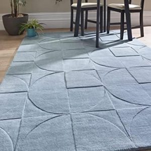 Lord of Rugs Moderno Wool Rug Luxury Bedroom Dining Living Room Hand Tufted Soft Quality Rug Blue Large 160x230 cm (5'3"x7'7")