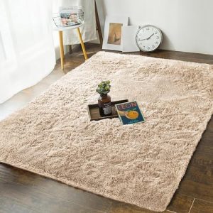 MOONLIGHT20015 Rugs Living Room Large 160x230 CM – Beige Fluffy Area Rugs for Bedroom – Modern Super Soft Large Thick Pile Non Slip Non-Shedding Shaggy Rug