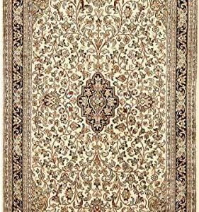 Nain Trading Kashmir Silk 130x78 Oriental Rug Carpet Beige Hand Knotted Indien