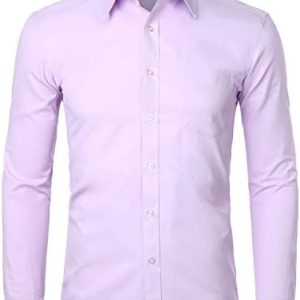 PARKLEES Men's Long Sleeve Dress Shirt Solid Slim Fit Casual Business Formal Button Up Shirts with Pocket