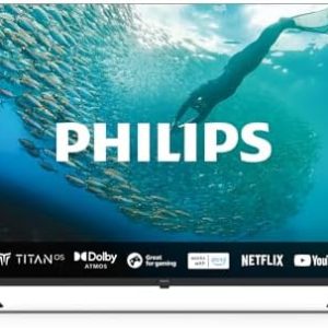 PHILIPS 65PUS7009 4K LED Smart TV - 65 Inch Display with Pixel Precise Ultra HD Titan OS Platform and Dolby Atmos Sound, Works with Alexa and Google Voice Assistant - Black