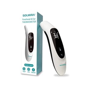 SOLMIRA Infrared Thermometer, Forehead and Ear, no Contact, Instant Measurement, High Precision, Suitable for Babies, Children and Adults