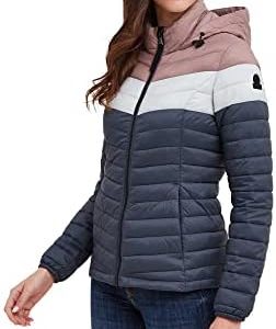 TOG24 Garriston Womens Lightweight, Supersoft Quilted Colourblock Puffer Jacket for Winter with Fixed Hood and Eco-friendly Thermal Filling