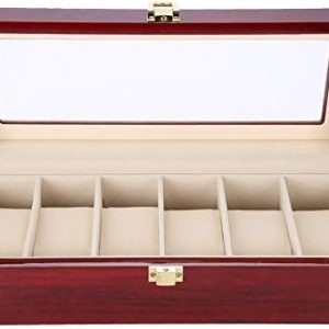 Watch Storage Case, 6 Slots Luxury Watch Case Display Organizer for Men and Women Watch Jewelry Large Holder Boxes