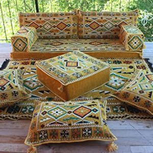 Yellow Outdoor Garden Sofas, Floor Pillows, Traditional Couches, Lake House Couch, Moroccan Sofas, Loveseats, Arabic Majlis, Modular Sofa, Cozy Terrace Sofa (Sofa Only)