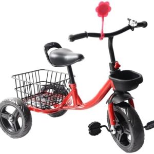 ZAICOLER Toddler Tricycle, Outdoor Kids Tricycle Metal Polyurethane Toddler Trike with Pedal Storage Basket for 1‑6 Year Olds Boys Girls(L)