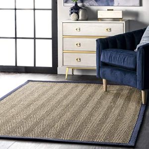 nuLOOM Larnaca Seagrass Herringbone Indoor/Outdoor Accent Rug, 2x3, Navy