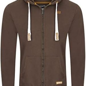 riverso Noah Men's Hooded Jacket, Sweat Jacket, Sweatshirt, Hoodie, with Zip, Basic, Plain, Cotton, Grey, Brown, Green, Red, Blue, Black, S, M, L, XL, 2XL, 3XL, 4XL, 5XL